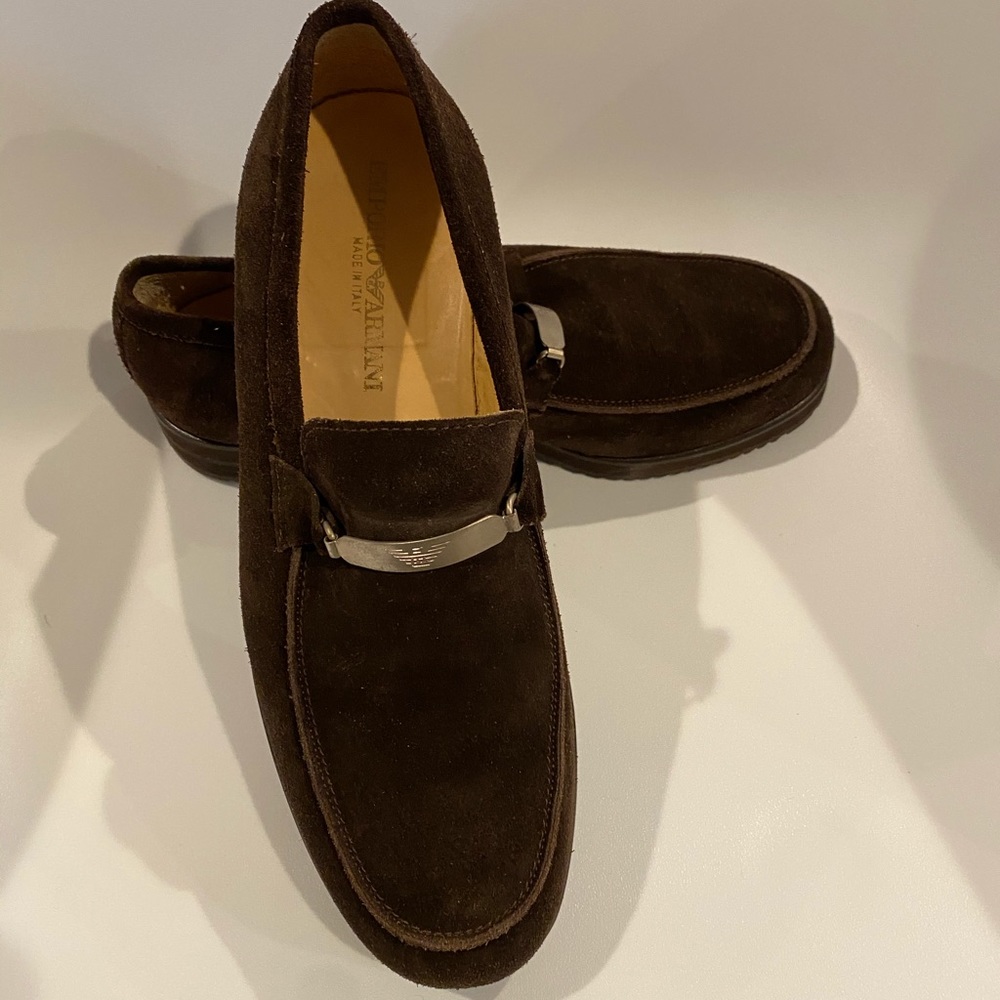 Emporio Armani Brown Suede Lug Sole Men’s Loafer